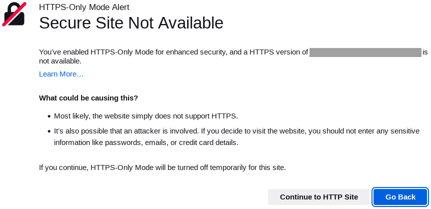 HTTPS-Only の注意表示