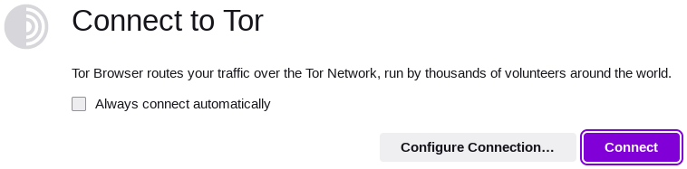 Tor 接続のメニュー