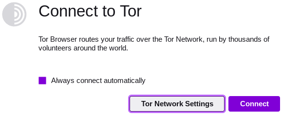 Tor 接続のメニュー