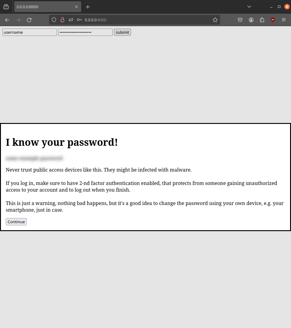 "I know your password" warning