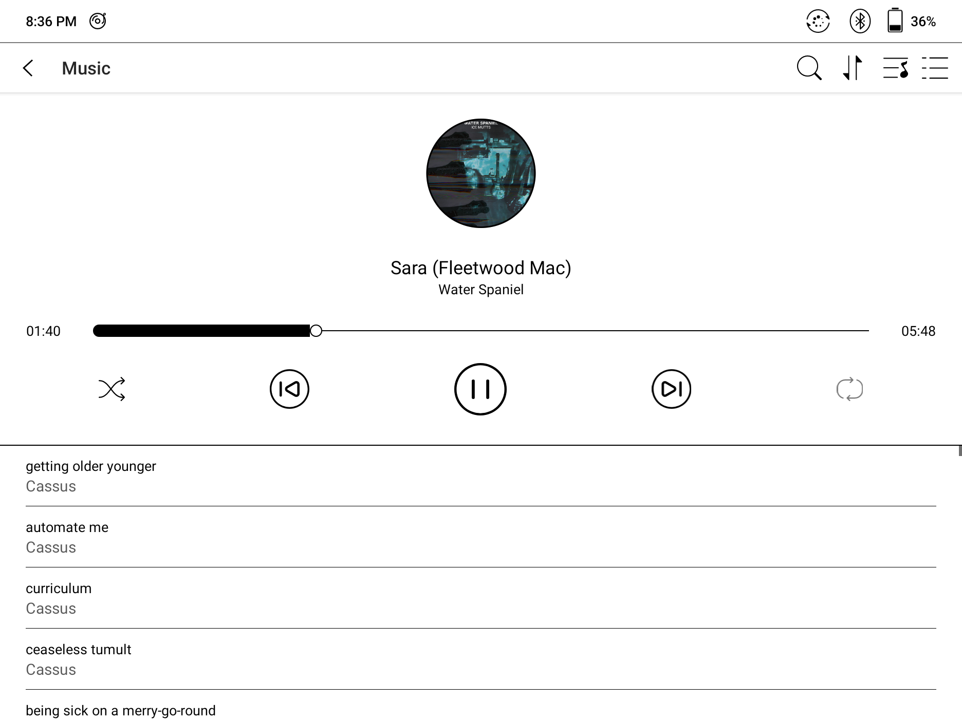 Boox built-in music player
